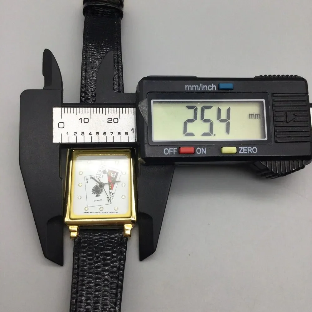 Black Jack Watch 25mm Women Gold Tone Gambling Cards Leather Band New Battery - Picture 12 of 14